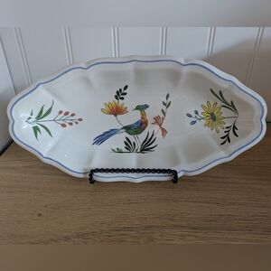 Vintage Gien France Oiseaux De Paradis Pickle Dish 9" long